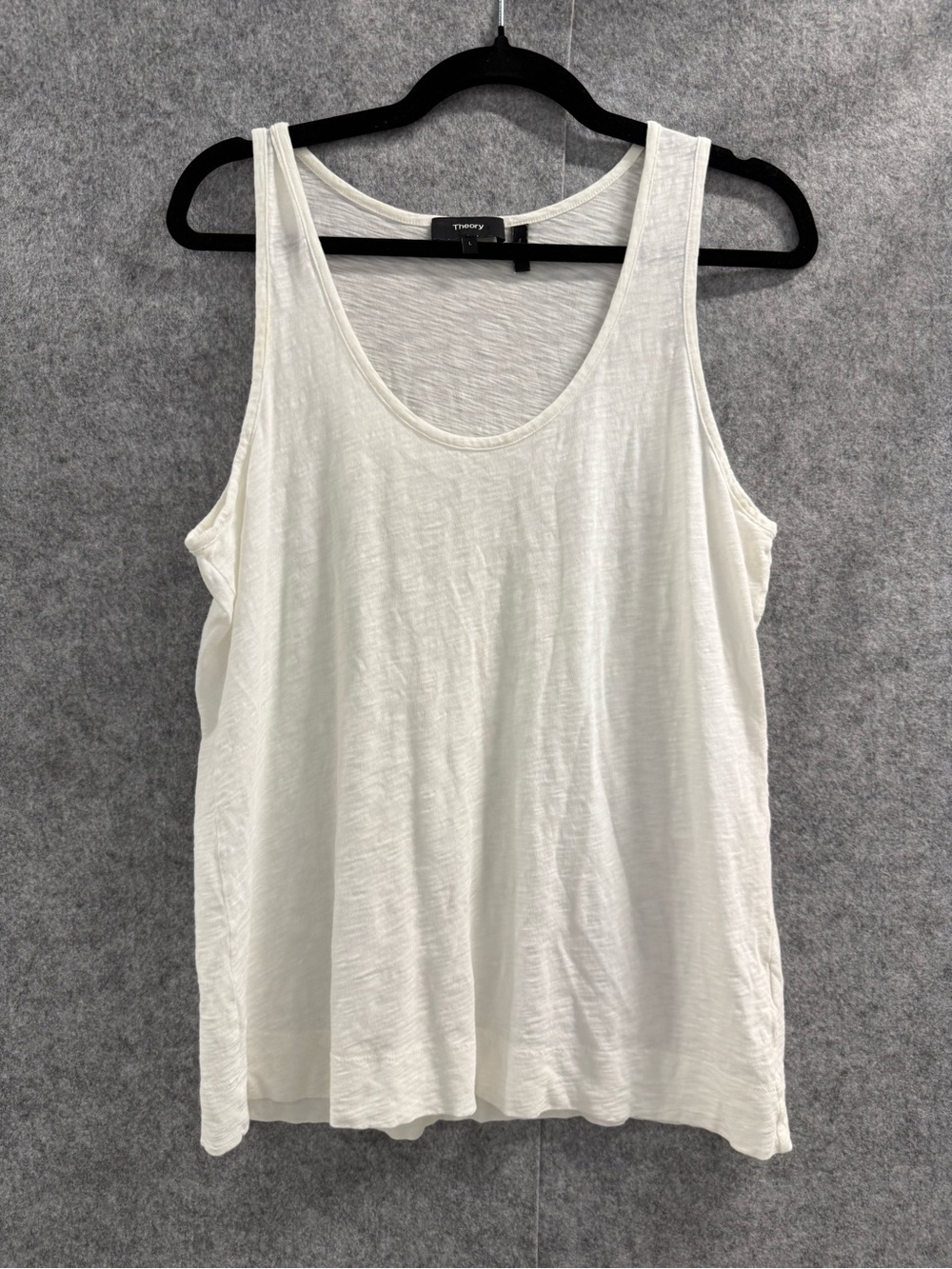 Theory Ivory Scoop Tank Top - Womens L - 100% Cotton Classic Minimalist Basics